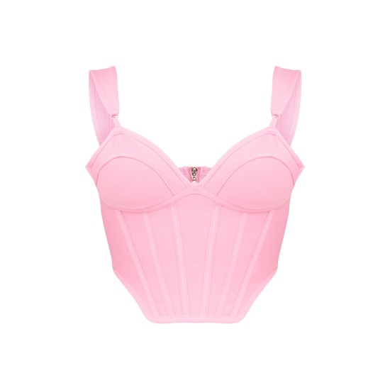 Bubblegum Pink Bandage Dip Hem Bust Cup Corset