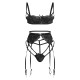 Black Embroidered Floral Lace 3 Piece Lingerie Set Black Embroidered Floral Lace 3 Piece Lingerie Set